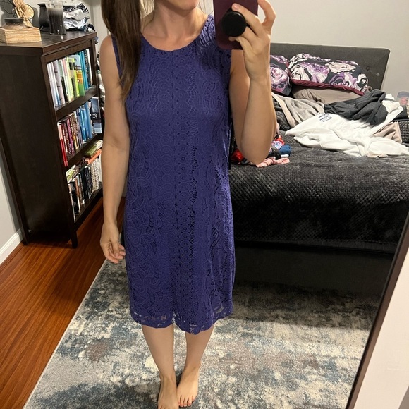 Like new Tommy Hilfiger purple lace midi dress - Picture 2 of 5
